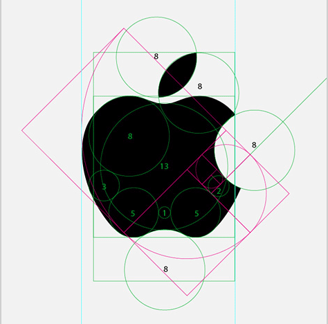 Apple Computer Logo showing Fibonacci number proportions