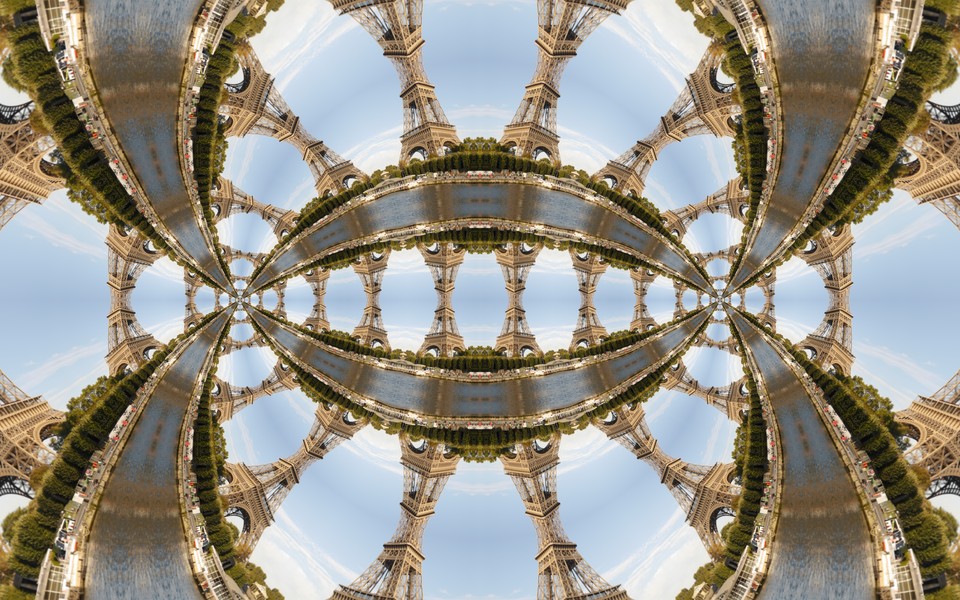 Eiffel Tower through "Worlds Kaleid" app geometric morphing