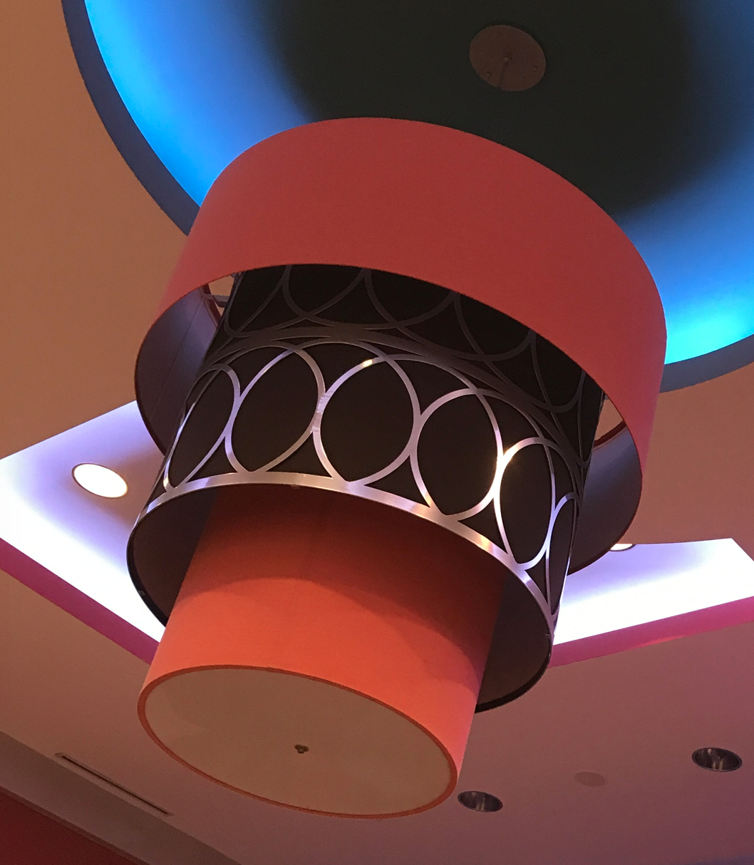 Vesica Piscis ring around hotel ceiling fixture