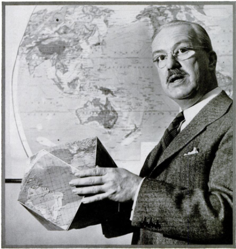 Bucky Fuller holding a cuboctahedron