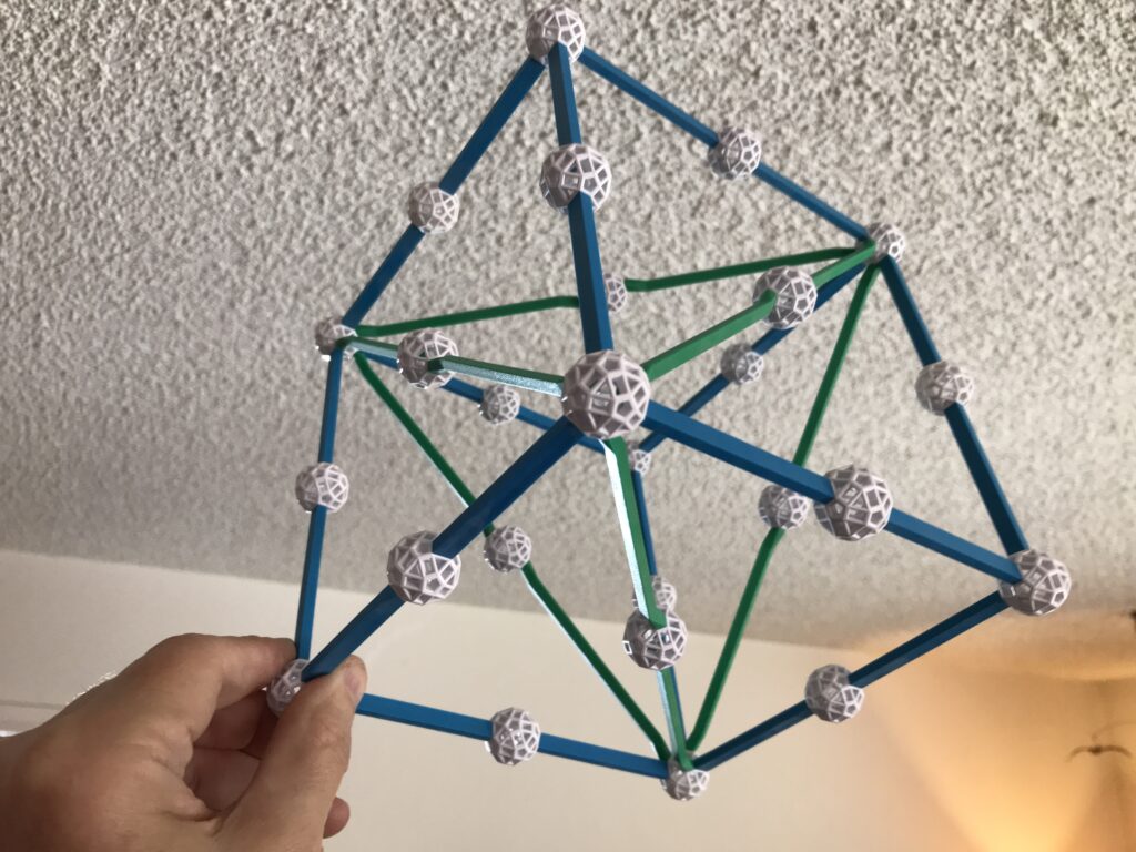 2 polyhedra; cube outermost - Nested Platonic Solids using Zometool