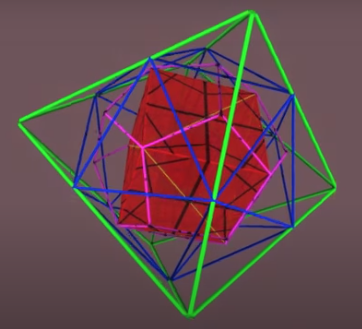 frame from nested platonic solid animation showing octahedron-icosahedron golden-ratio vertex relationship
