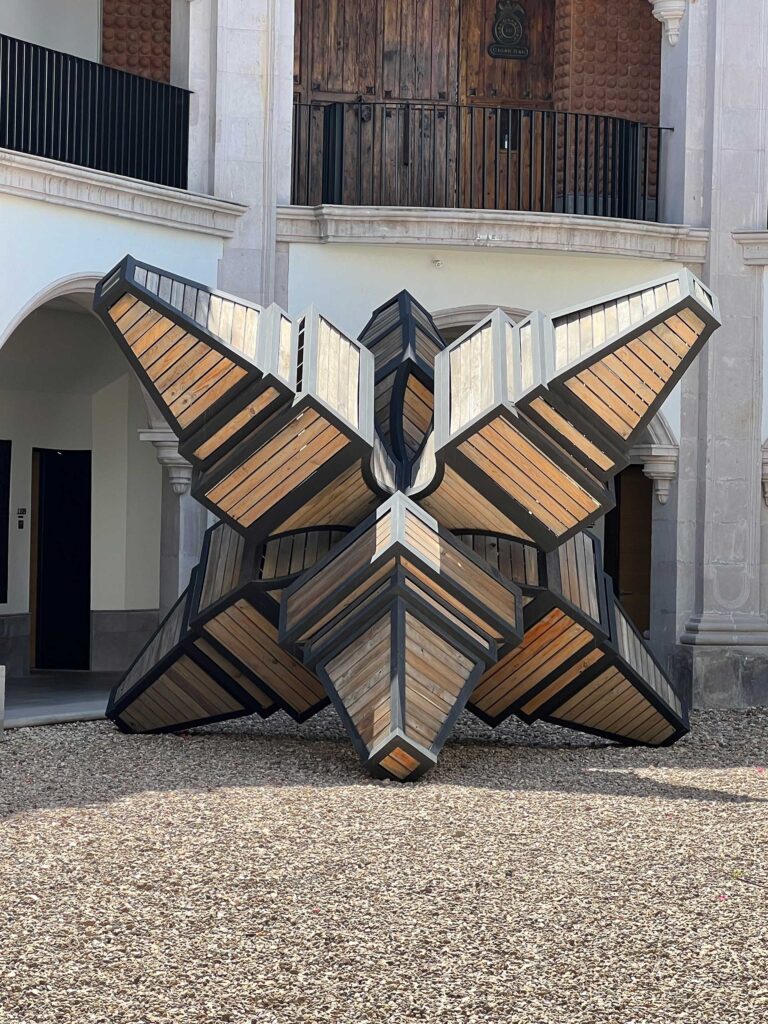 courtyard art: large stellated cube; San Miguel de Allende, Mexico