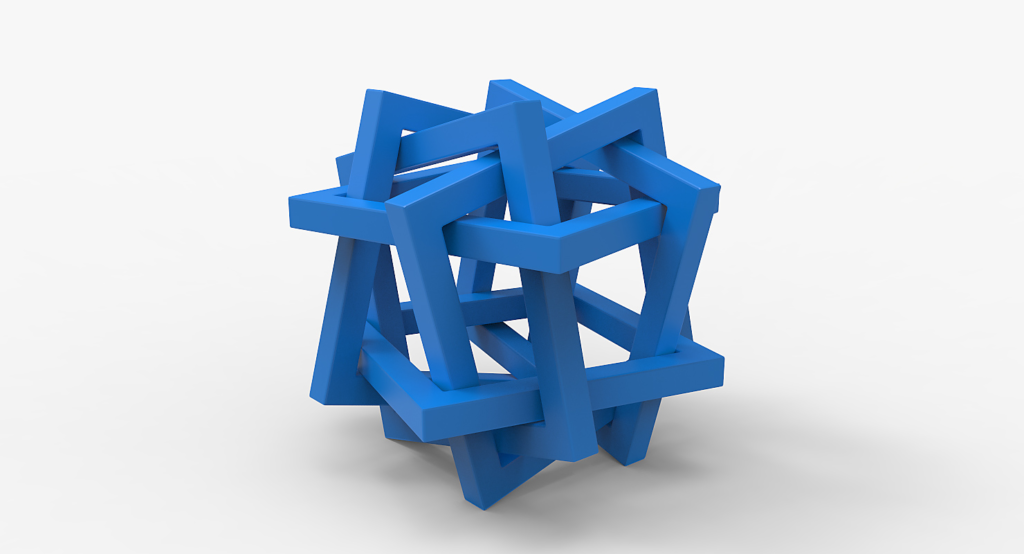 polyhedron made of inter-locking blue squares