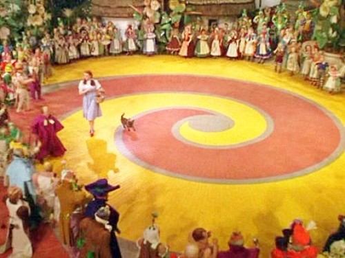 Wizard of Oz geometry: Dorothy on yellow brick road spiral