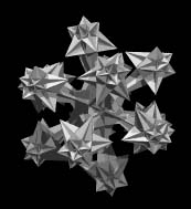 1 frame (3D "slice") of a 4D Star Polytope animation by Russell Towle: 3-3-52V