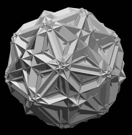 1 frame (a 3D cross-sectional "slice" through) a 4D Star Polytope animation by Russell Towle: 5-3-52V