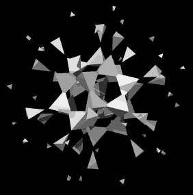 1 frame (a 3D cross-sectional "slice" through) a 4D Star Polytope animation by Russell Towle: 52-3-3V
